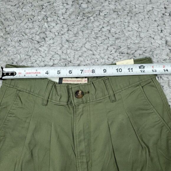 Levi's Premium Pleated Trouser Shorts High Rise Green Relaxed Women's Size 24 - Picture 8 of 11